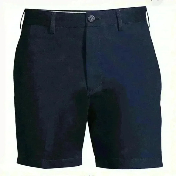 Lands’ End Men's Traditional Fit 6" No Iron Chino Shorts Size 34 Navy classic - Picture 1 of 9